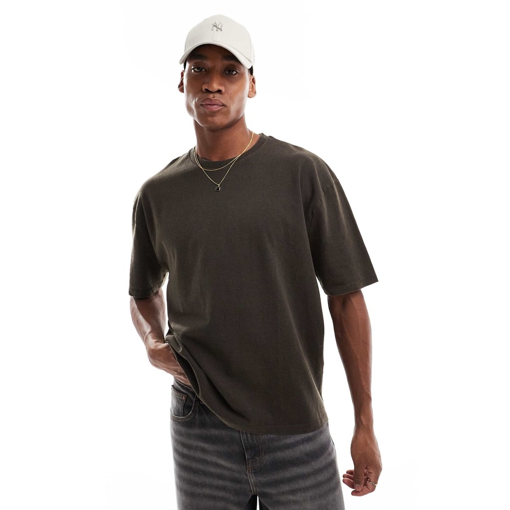 ASOS DESIGN‎ Mens Oversized T-Shirt Washed Khaki Celestial Back Print 4XL NEW